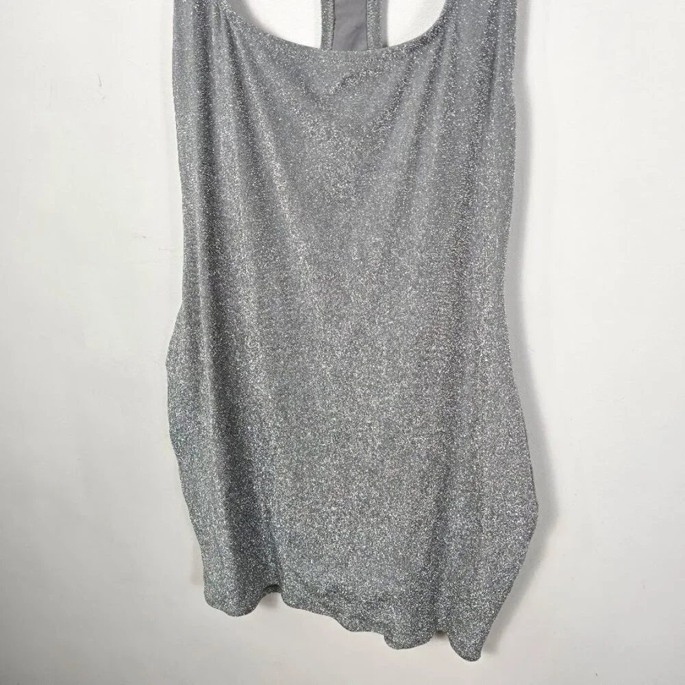 SKIMS Glitter Swim Metallic Dress Cover Up 2X Nickel Silver